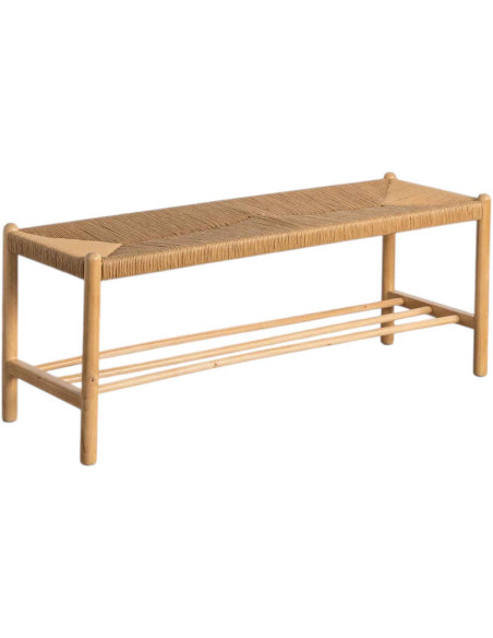 Banc bois naturel corde tressée 120 cm Calatanazor Ixia - 1