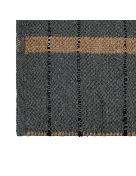 Tapis rayé laine coton bleu beige 160x230 cm Turegano Ixia - 4