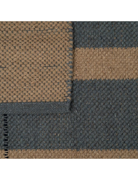 Tapis rayé laine coton bleu beige 160x230 cm Turegano Ixia - 5