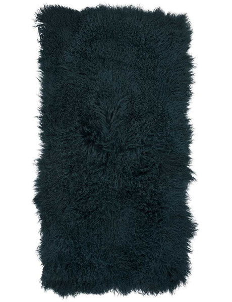Plaid peau d’agneau bouclée bleu pétrole 60x120 cm Tibet Natures Collection - 1