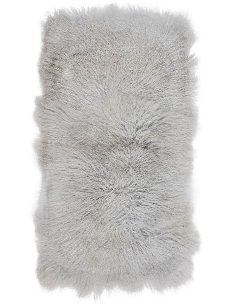 Plaid peau d’agneau bouclée gris clair 60x120 cm Tibet Natures Collection - 1