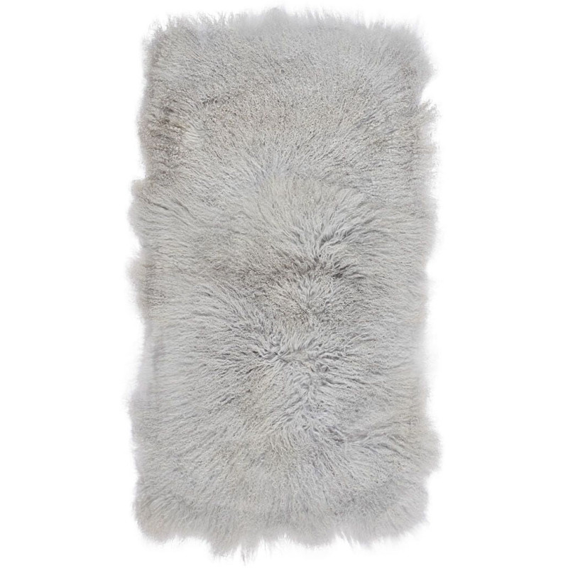 Plaid peau d’agneau bouclée gris clair 60x120 cm Tibet Natures Collection - 1