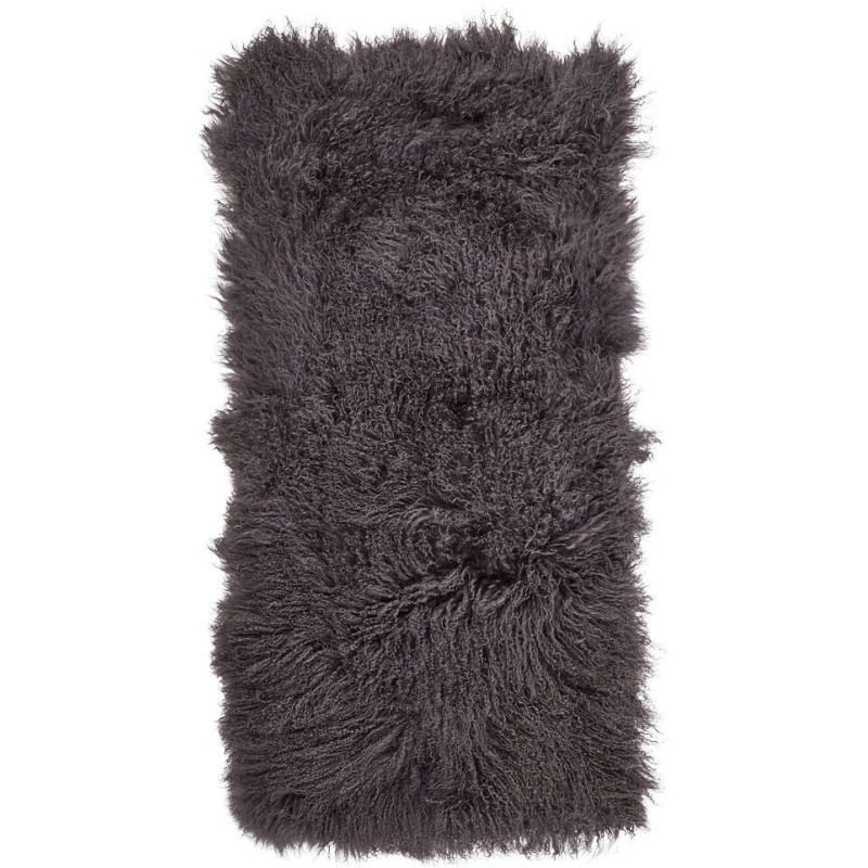 Plaid peau d’agneau bouclée gris acier 60x120 cm Tibet Natures Collection - 1