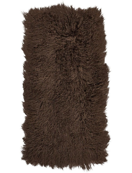 Plaid peau d’agneau bouclée taupe 60x120 cm Tibet Natures Collection - 1