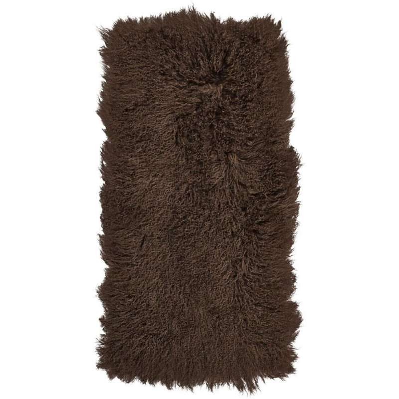 Plaid peau d’agneau bouclée taupe 60x120 cm Tibet Natures Collection - 1