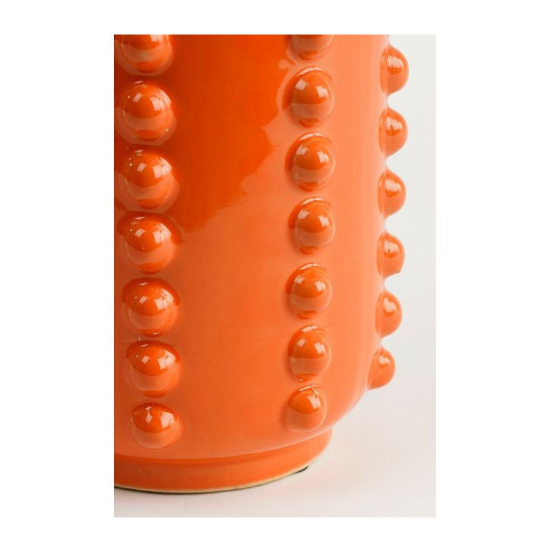 Vase orange en céramique relief 11x11x30 cm Virelza  - 4