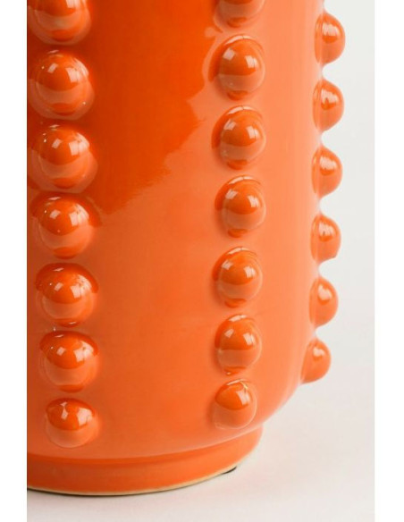 Vase orange en céramique relief 11x11x30 cm Virelza  - 4