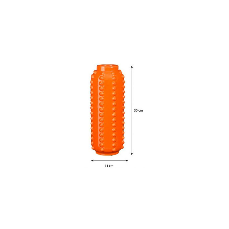 Vase orange en céramique relief 11x11x30 cm Virelza  - 5