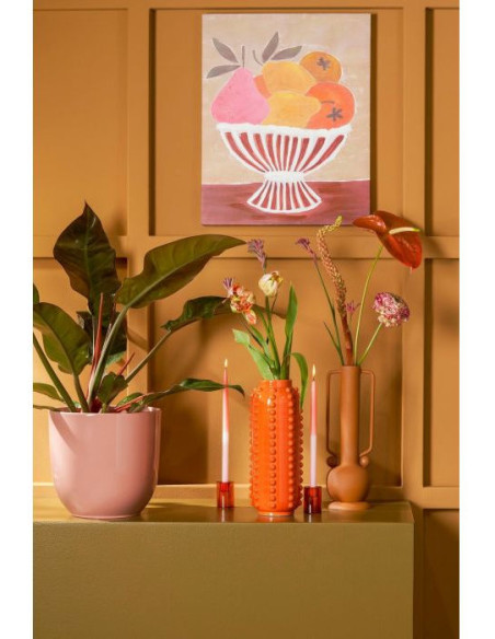 Vase orange en céramique relief 11x11x30 cm Virelza  - 2