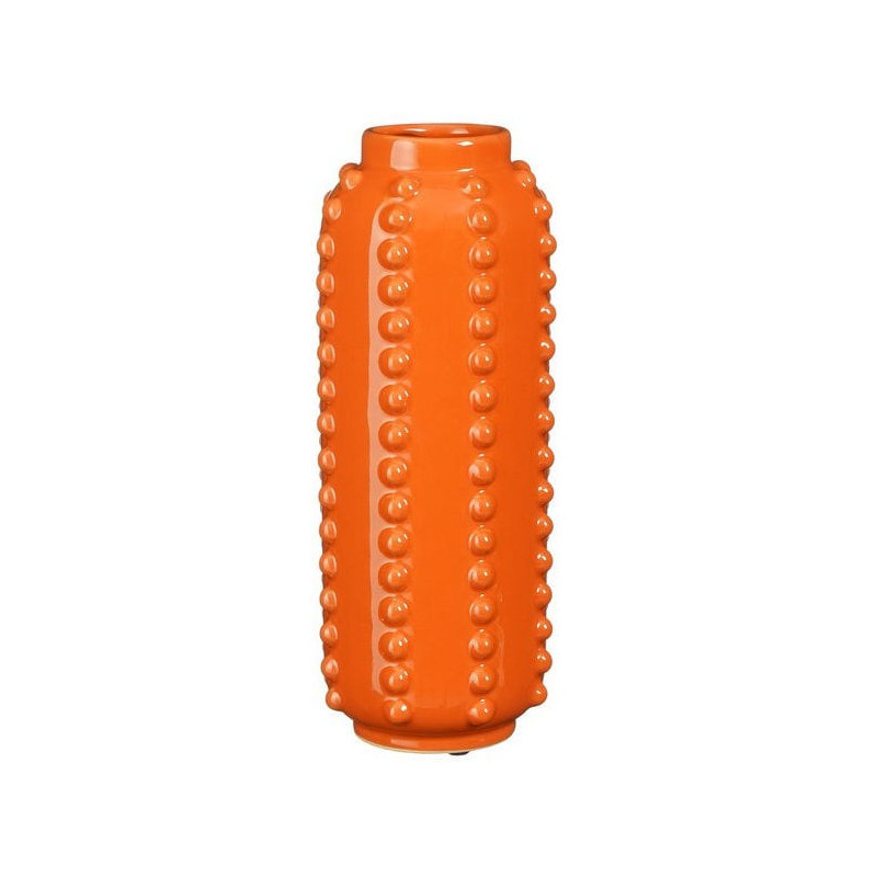 Vase orange en céramique relief 11x11x30 cm Virelza  - 1