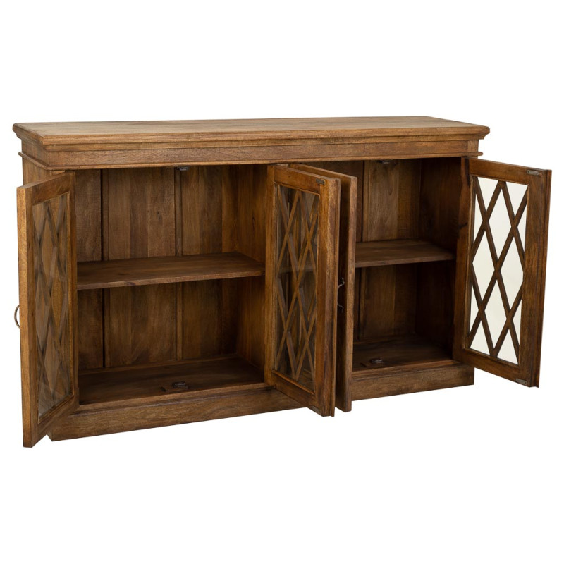 Buffet vaisselier bois verre marron 170x40x100 cm Zambrisa  - 3