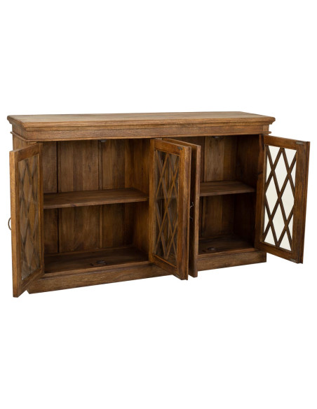 Buffet vaisselier bois verre marron 170x40x100 cm Zambrisa  - 3