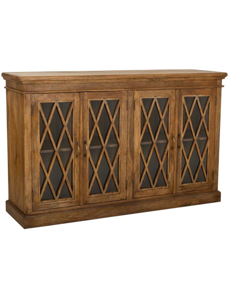 Buffet vaisselier bois verre marron 170x40x100 cm Zambrisa  - 1