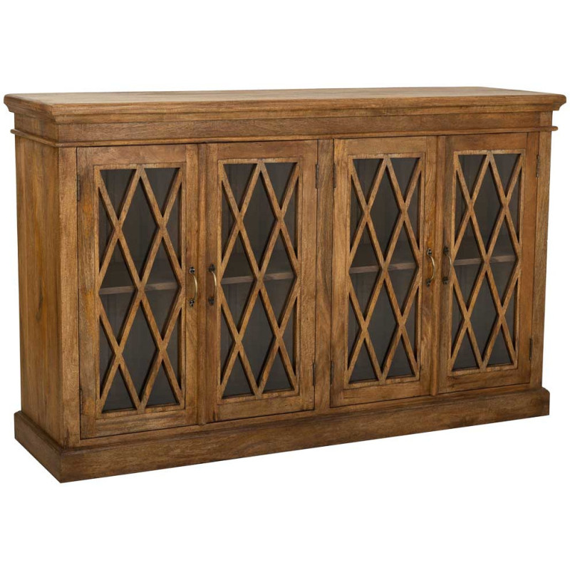 Buffet vaisselier bois verre marron 170x40x100 cm Zambrisa  - 1