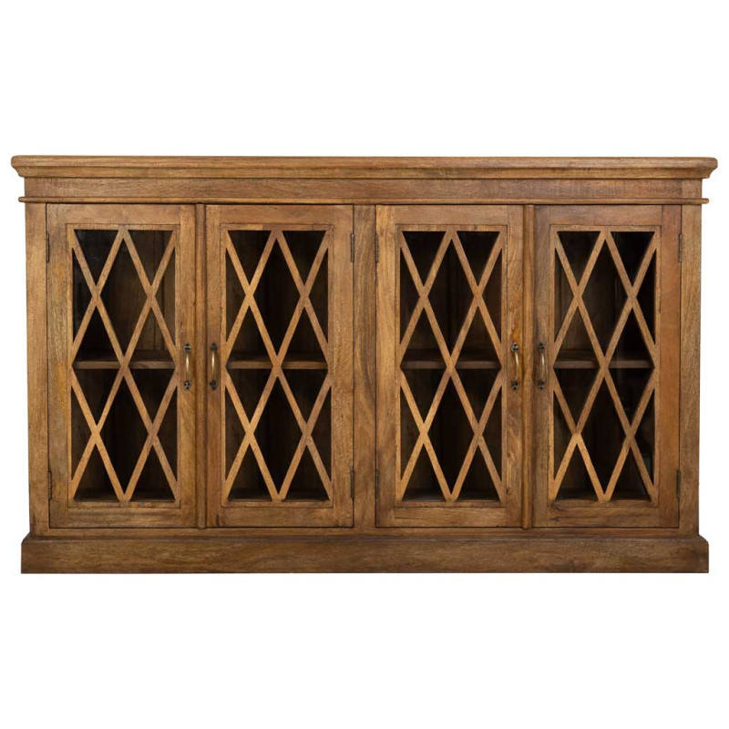 Buffet vaisselier bois verre marron 170x40x100 cm Zambrisa  - 2