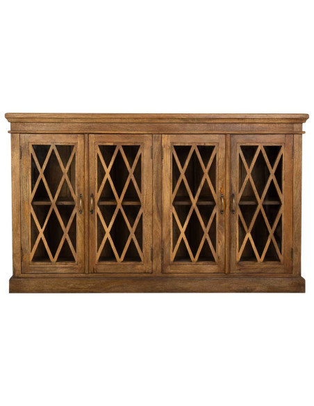 Buffet vaisselier bois verre marron 170x40x100 cm Zambrisa  - 2