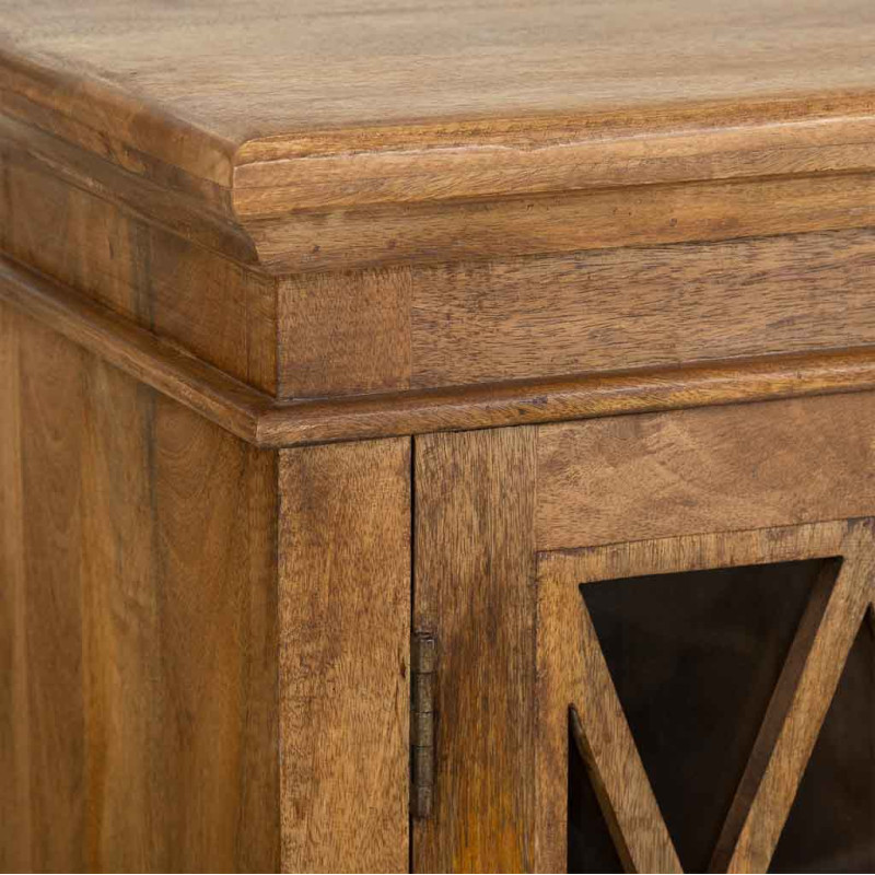 Buffet vaisselier bois verre marron 170x40x100 cm Zambrisa  - 4