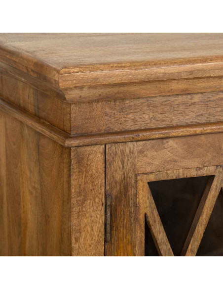Buffet vaisselier bois verre marron 170x40x100 cm Zambrisa  - 4