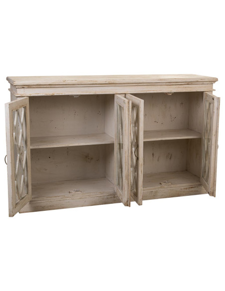 Buffet vaisselier blanc manguier verre 170x40x100 cm Zambrisa  - 4
