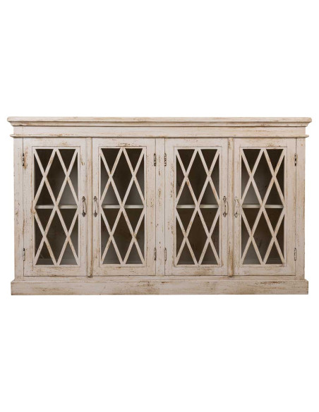 Buffet vaisselier blanc manguier verre 170x40x100 cm Zambrisa  - 3