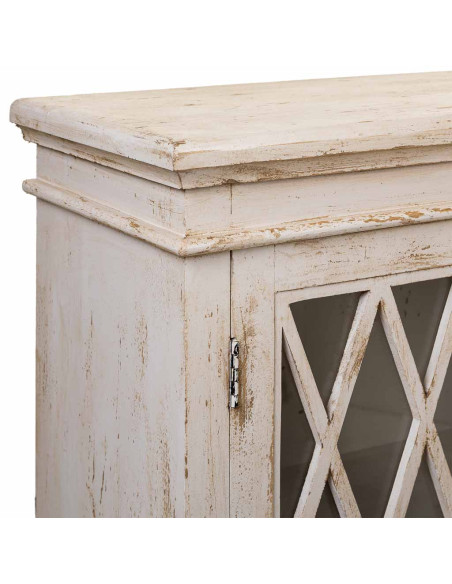 Buffet vaisselier blanc manguier verre 170x40x100 cm Zambrisa  - 5