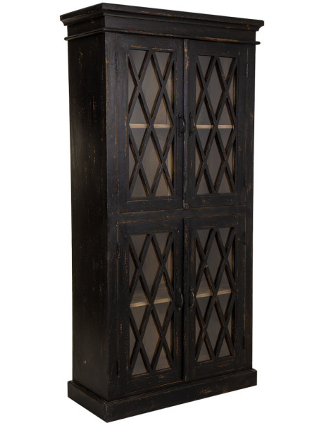Vitrine vaisselier noire 4 portes 90x40x183 cm Zambrisa  - 1