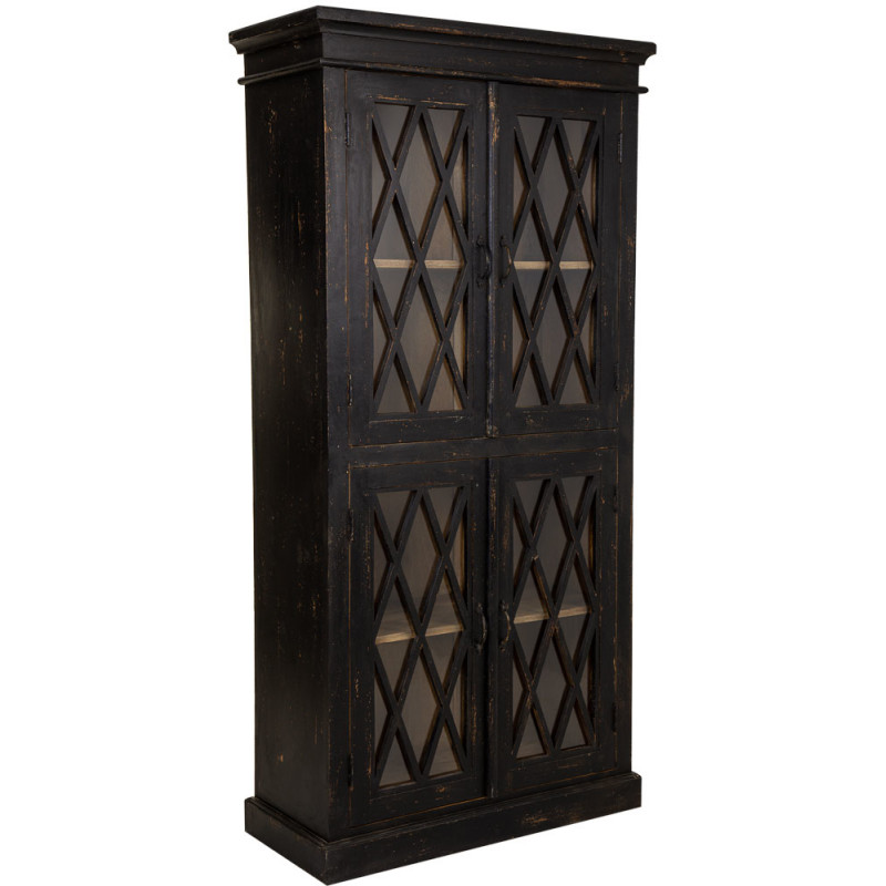 Vitrine vaisselier noire 4 portes 90x40x183 cm Zambrisa  - 1