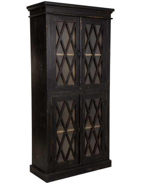 Vitrine vaisselier noire 4 portes 90x40x183 cm Zambrisa  - 1