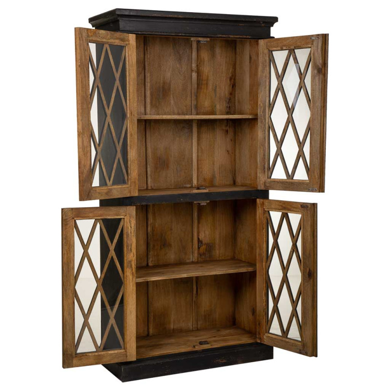 Vitrine vaisselier noire 4 portes 90x40x183 cm Zambrisa  - 3