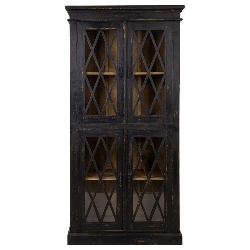 Vitrine vaisselier noire 4 portes 90x40x183 cm Zambrisa  - 4