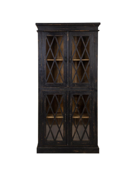Vitrine vaisselier noire 4 portes 90x40x183 cm Zambrisa  - 4