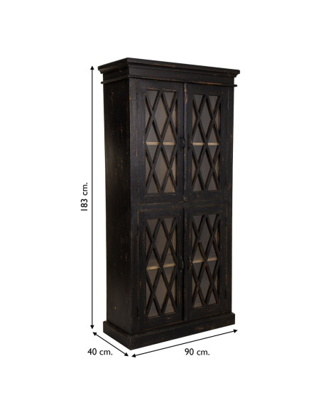 Vitrine vaisselier noire 4 portes 90x40x183 cm Zambrisa  - 8