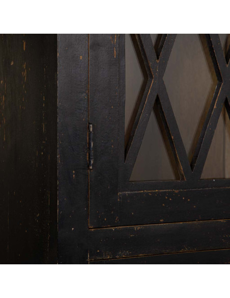 Vitrine vaisselier noire 4 portes 90x40x183 cm Zambrisa  - 5