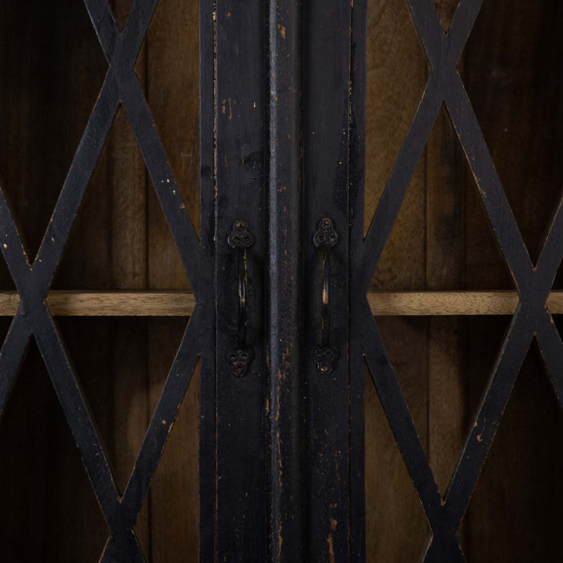 Vitrine vaisselier noire 4 portes 90x40x183 cm Zambrisa  - 6