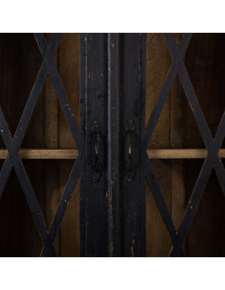 Vitrine vaisselier noire 4 portes 90x40x183 cm Zambrisa  - 6