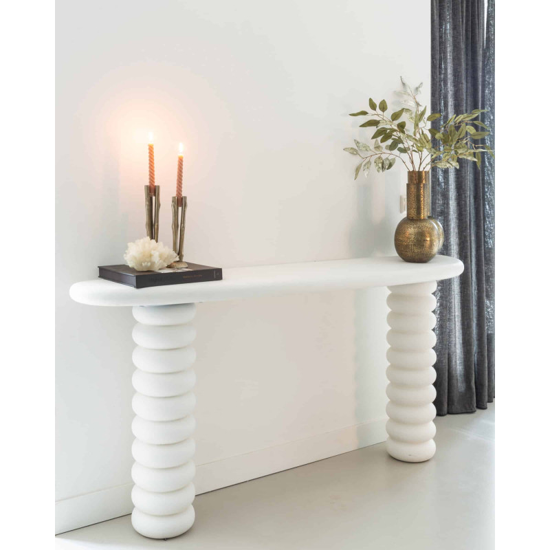 Console blanche organique finition plâtre 170 cm Bloomstone Richmond Interiors - 2