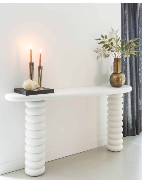 Console blanche organique finition plâtre 170 cm Bloomstone Richmond Interiors - 2