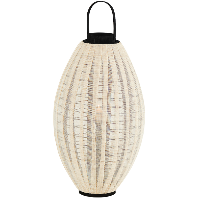 Grande lanterne photophore bambou lin blanc noir 70 cm Nema  - 2