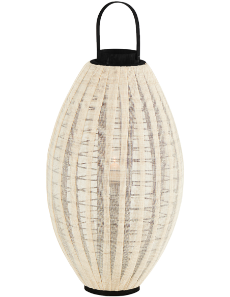 Grande lanterne photophore bambou lin blanc noir 70 cm Nema  - 2
