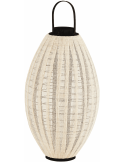 Grande lanterne photophore bambou lin blanc noir 70 cm Nema