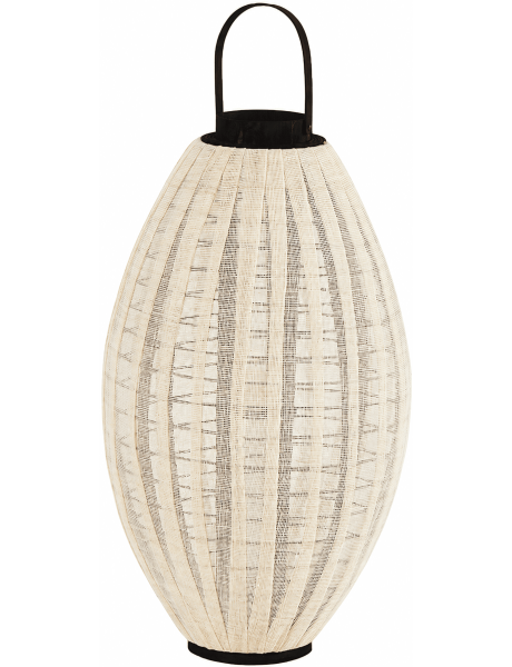 Grande lanterne photophore bambou lin blanc noir 70 cm Nema  - 1
