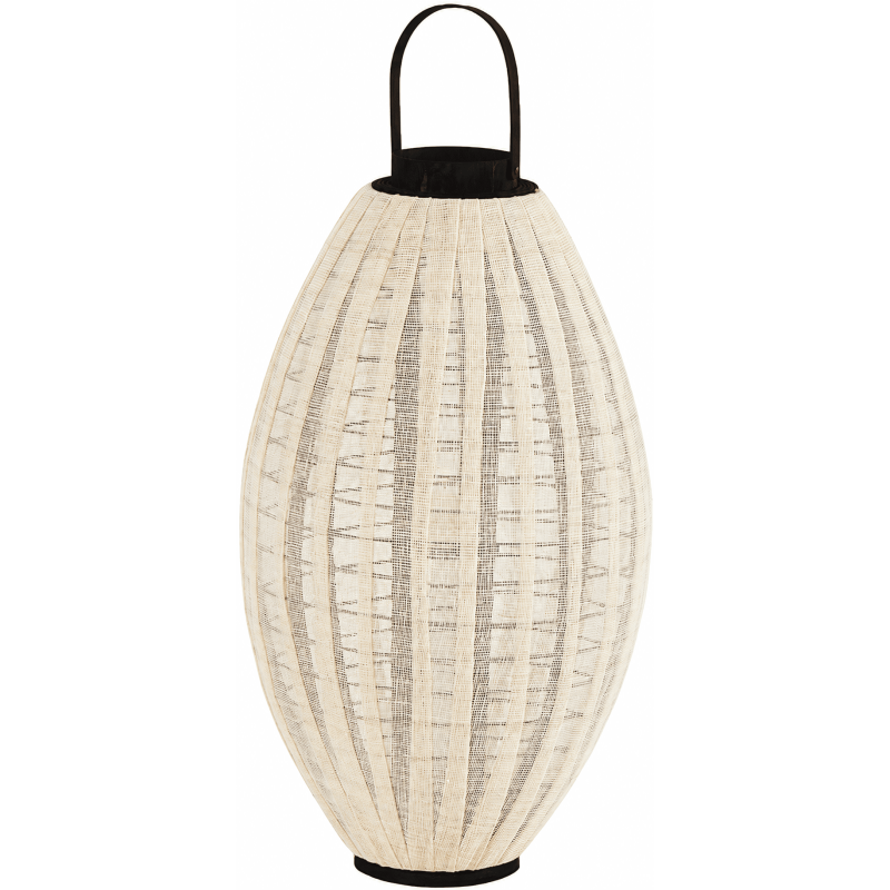 Grande lanterne photophore bambou lin blanc noir 70 cm Nema  - 1