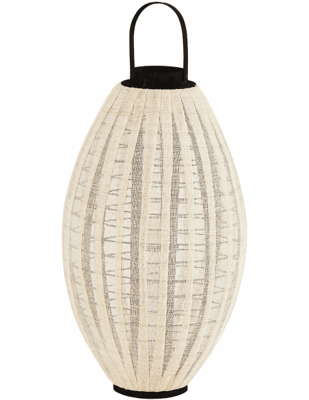 Grande lanterne photophore bambou lin blanc noir 70 cm Nema  - 1