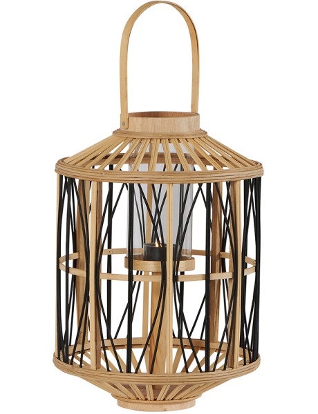 Lanterne photophore bambou verre 39 cm Bana  - 1