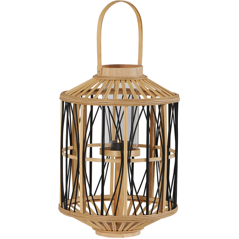 Lanterne photophore bambou verre 39 cm Bana  - 1