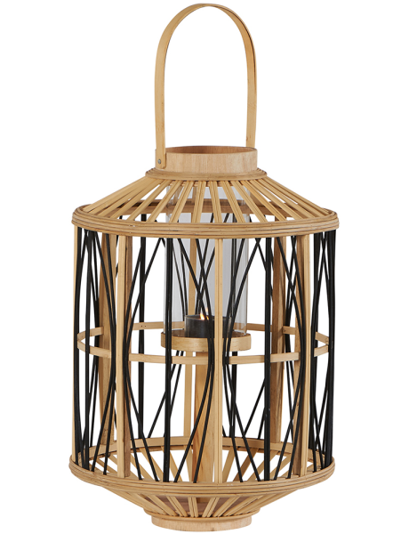 Lanterne photophore bambou verre 45 cm Bana  - 1