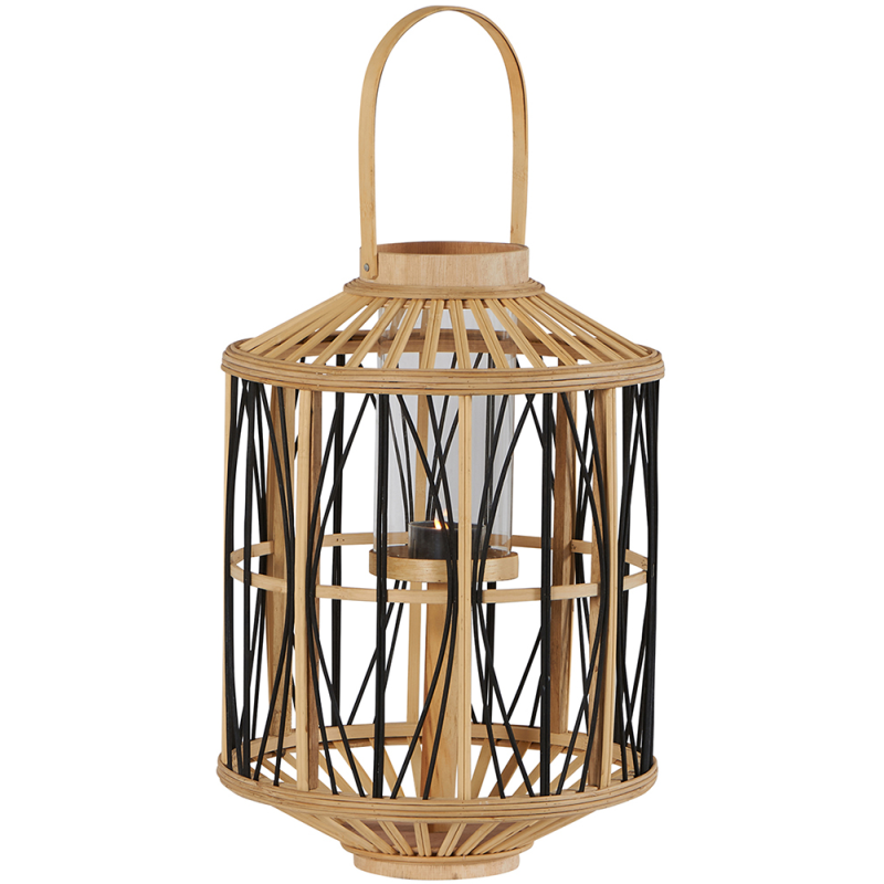 Lanterne photophore bambou verre 45 cm Bana  - 1
