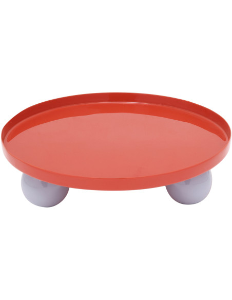 Plateau vide-poche métal rouge sur pieds 25 cm Double Funky Present Time - 1