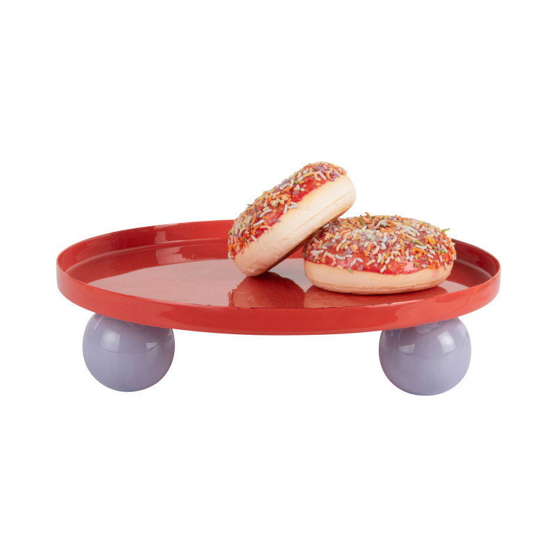 Plateau vide-poche métal rouge sur pieds 25 cm Double Funky Present Time - 3