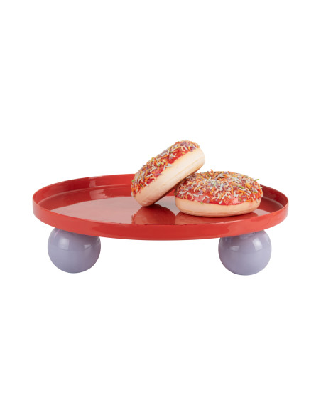 Plateau vide-poche métal rouge sur pieds 25 cm Double Funky Present Time - 3